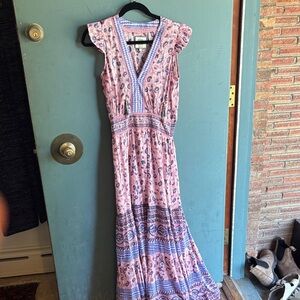 HUNTER BELL Pink and Blue Maxi Dress